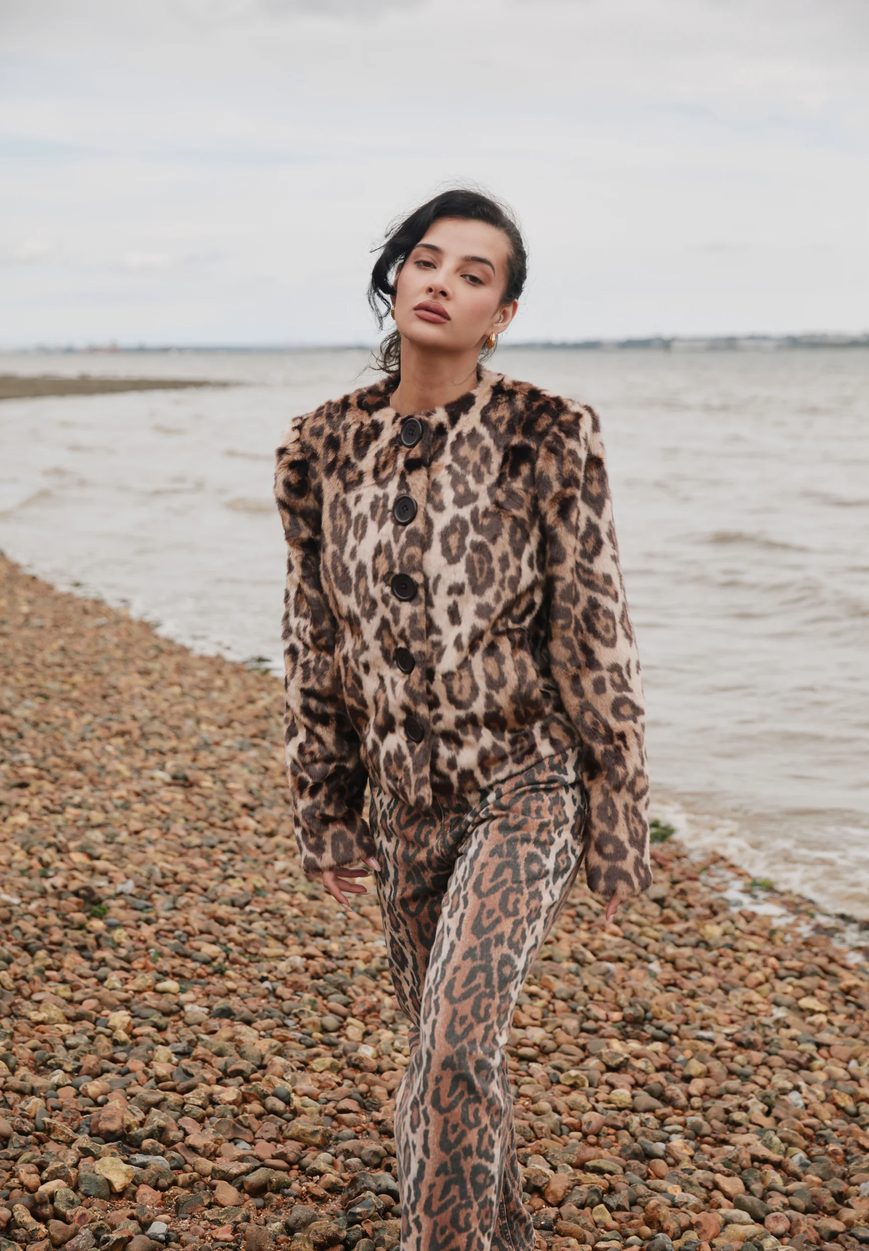 COLLARLESS LEOPARD JACKET - Image 4